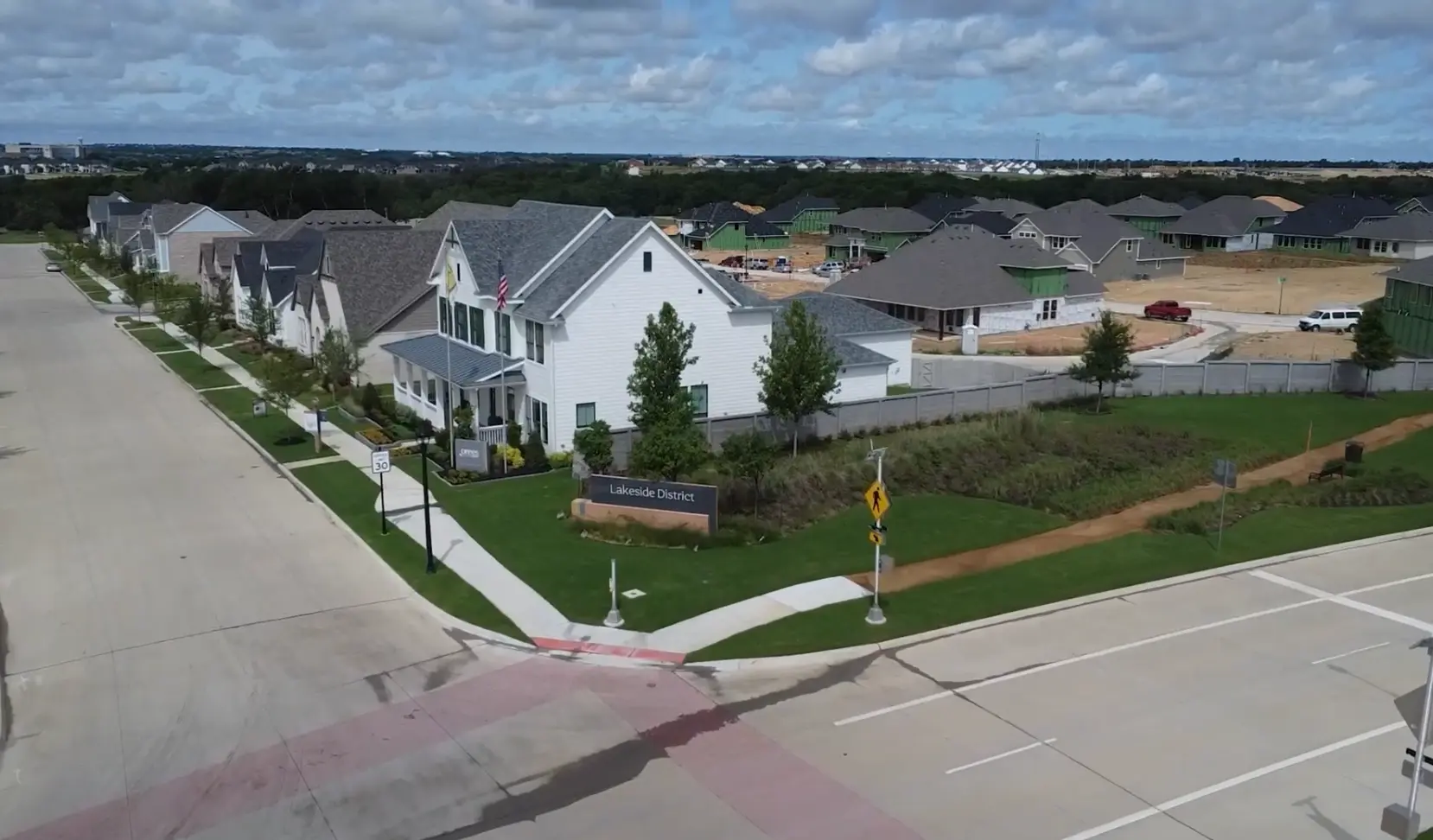 Lakeside District signage and streets at Painted Tree McKinney