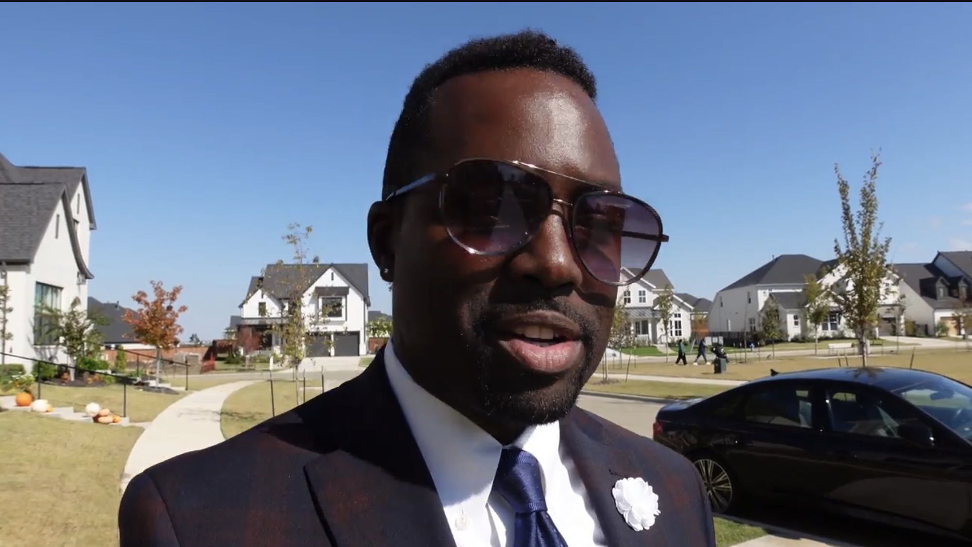 Tommy Wooten on a residential street inside the Fields development in Frisco, Texas