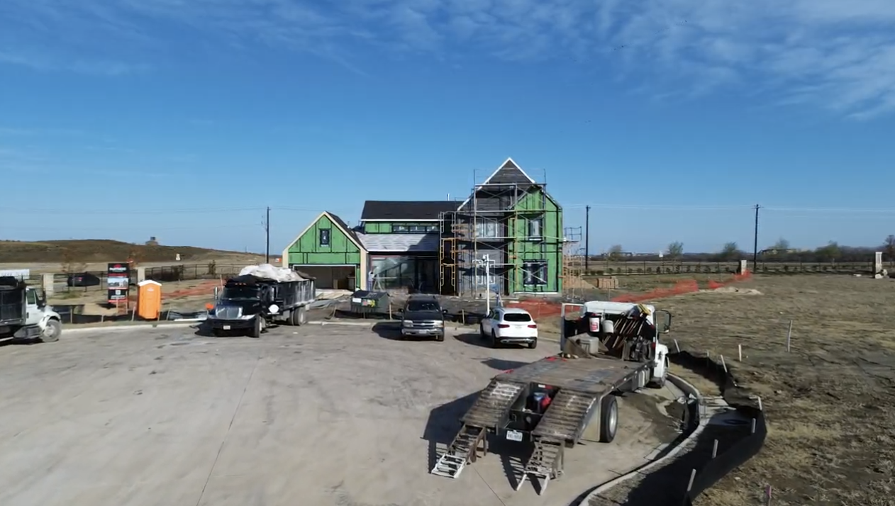 New construction home under way at Park Place in Prosper, Texas
