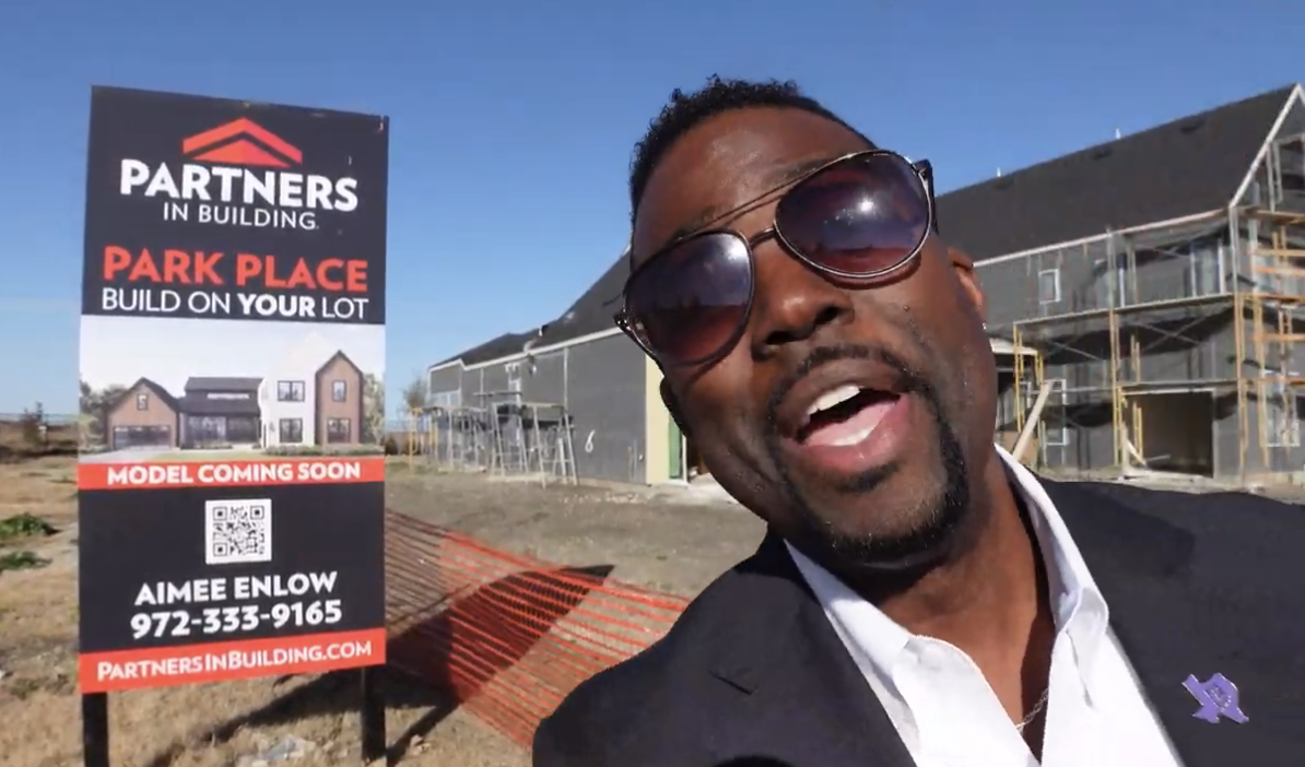 Partners in Building sign at Park Place — build on your lot, model coming soon